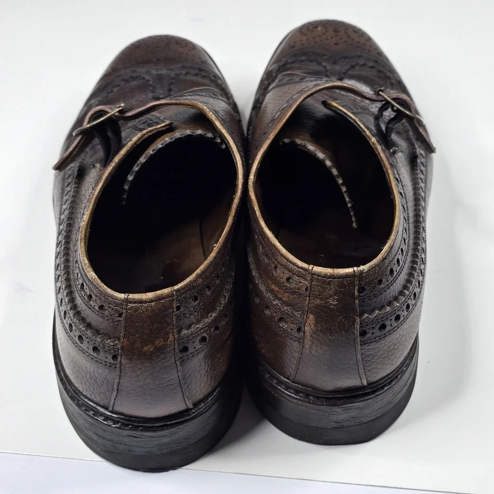 Vintage Florsheim Imperial Monk Strap‎ Shoes 11 D Brown Leather Wingtip Brogue